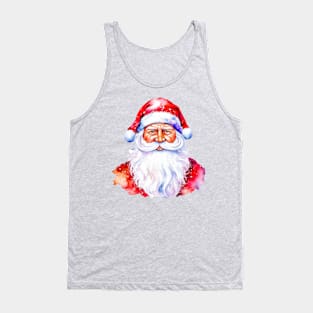 Vintage Christmas Santa Claus Watercolor Style Tank Top